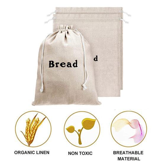 Reusable Bread Bag Eco-friendly Drawstring Design Easy To Clean Homemade Bread Storage Bag Dry Food Storage Organizer