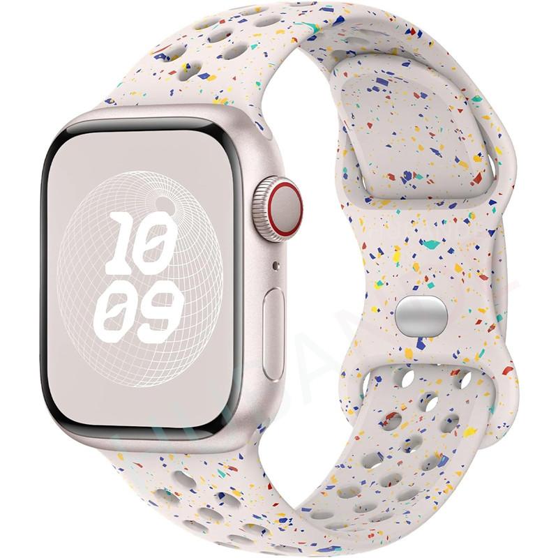 Спортивный ремешок с цветными частицами, резиновый ремешок для Apple Watch 49 мм 46 мм 45 мм 44 мм 42 мм 41 мм 40 мм для IWatch 11 10 9 8 7 6 5 4 3 SE
