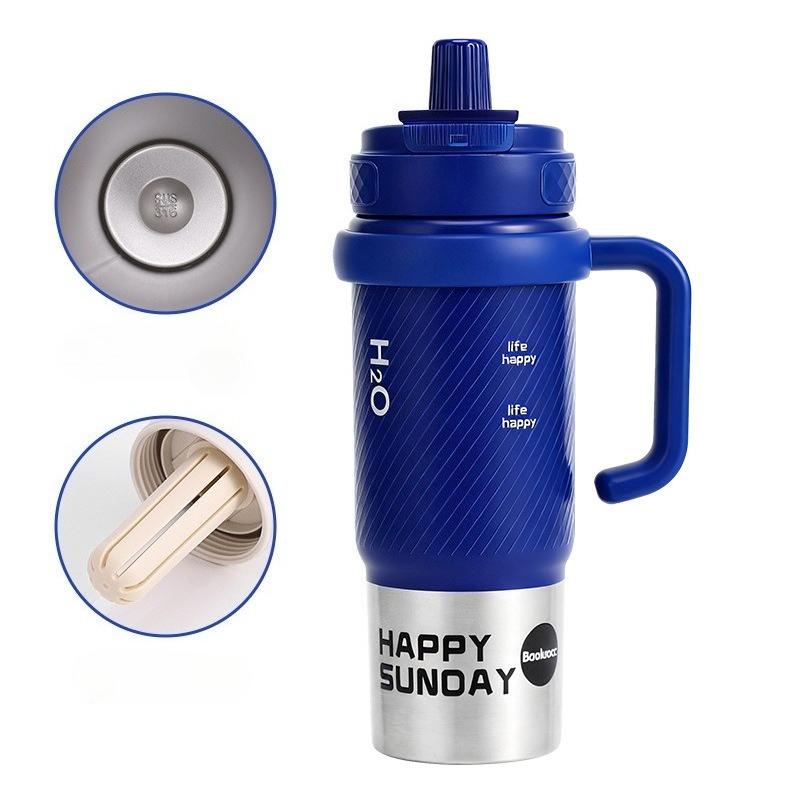 800ml Dual Way Drinking Straw Water Cup Large Capacity Stainless Steel Insulated Tumbler Handle Car Cups