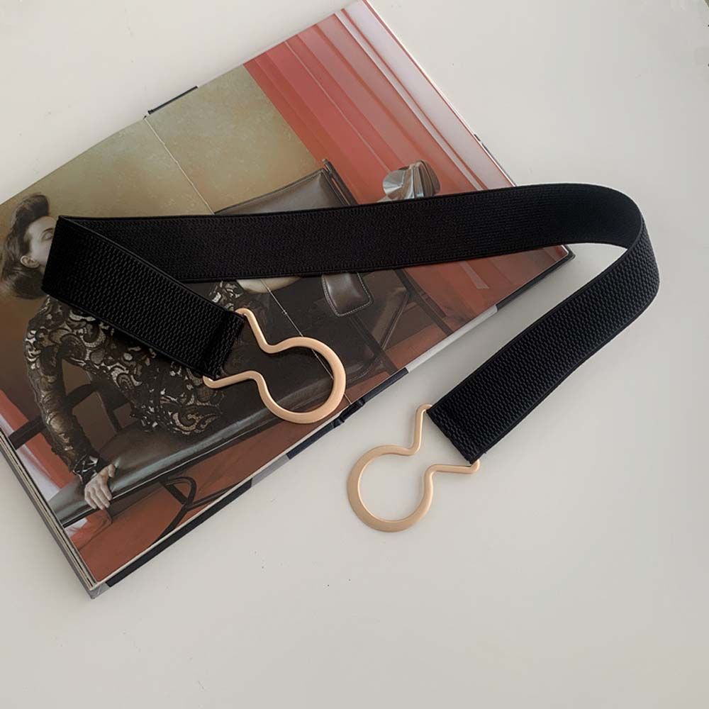 Knot Geometric Female Waist Strap Gold Round Buckle Belt Elastic Waist Belt Women Waistband