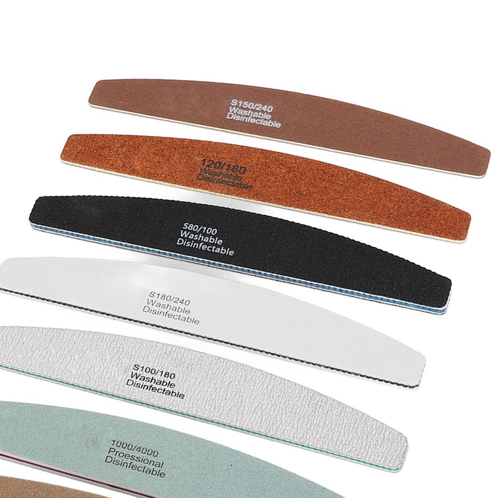 8pcs Half Moon Nail File Different Fineness Grinding Shaping Professional Nail Polishing File Manicure Tool