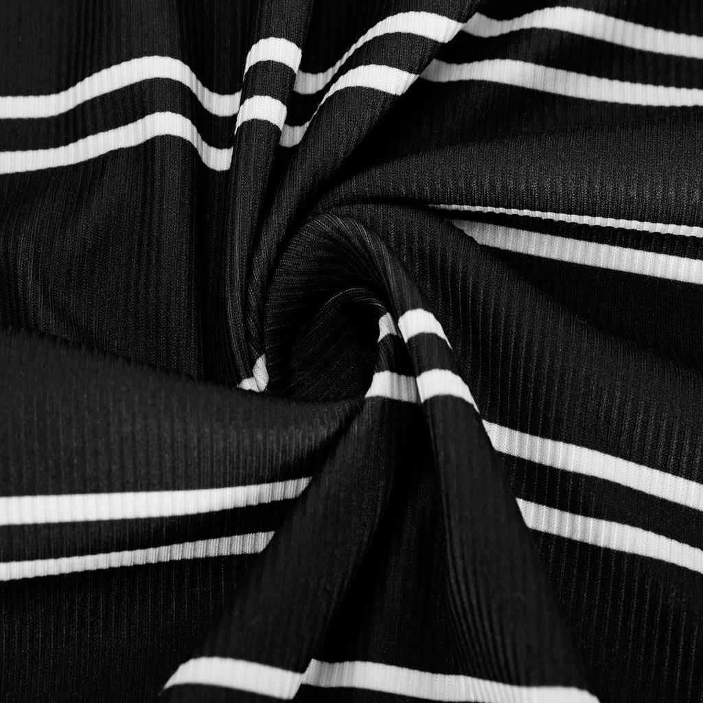 Женская мода повседневный глубокий V-образный вырез свободный длинный рукав полосатый трикотажный топ