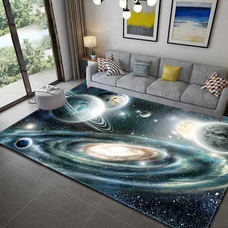 Living Room Non-Slip Rug Home Decor Living Room Earth Large Rug Galaxy Space Cushion Soft Area Rug