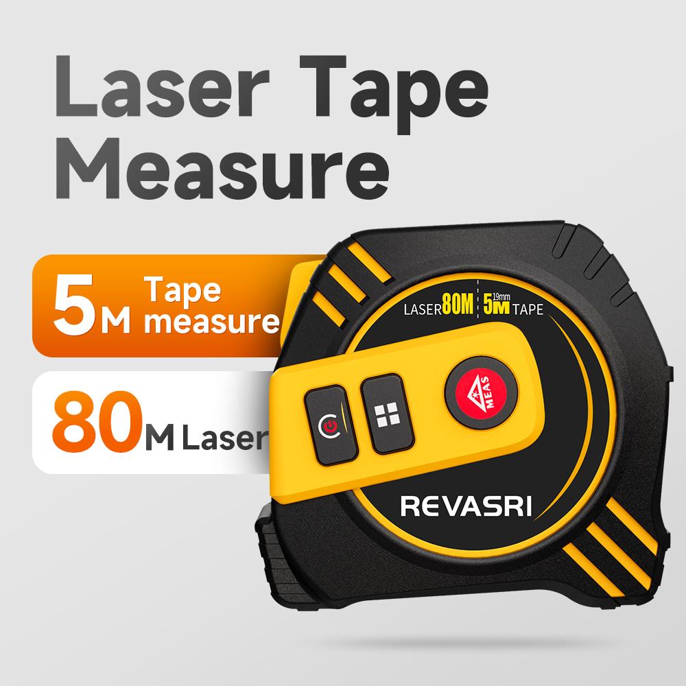 REVASRI Laser Tape Measure 2 In 1 Laser Distance Meter High-precision Intelligent Ruler Steel Measuring Tool with LCD Display