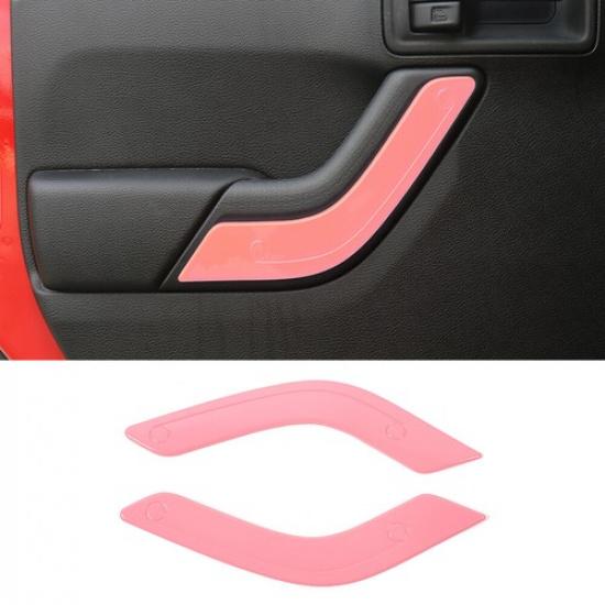 Pink Interior Door Handle Decor Cover Trim for Jeep Wrangler JK 2011-2017 2-Door