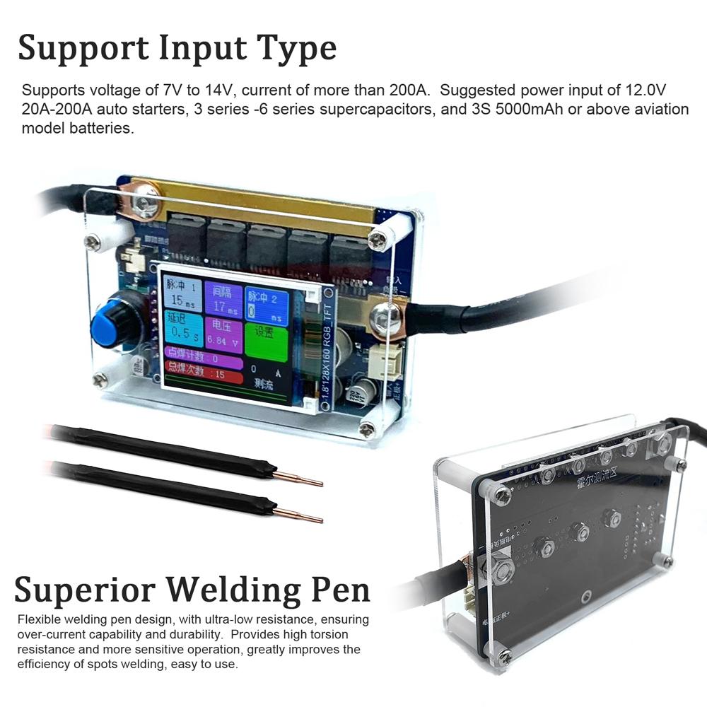 Портативная панель управления сварочным аппаратом с цифровым цветным дисплеем для цилиндрической сварки 18650