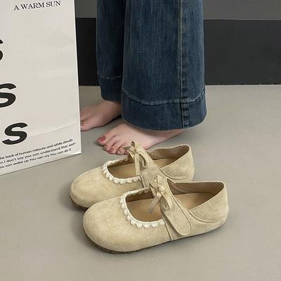 Туфли-лодочки Мэри Джейн с кружевом и бантом, женские, весенние, новые, универсальные, Бокен, на одной педали, мелкие одинарные туфли