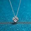 New D Color 0.5-1.0ct Real Moissanite Diamond Square Pendant Necklace Pure S925 Sterling Silver Fine Jewelry for Women PE027