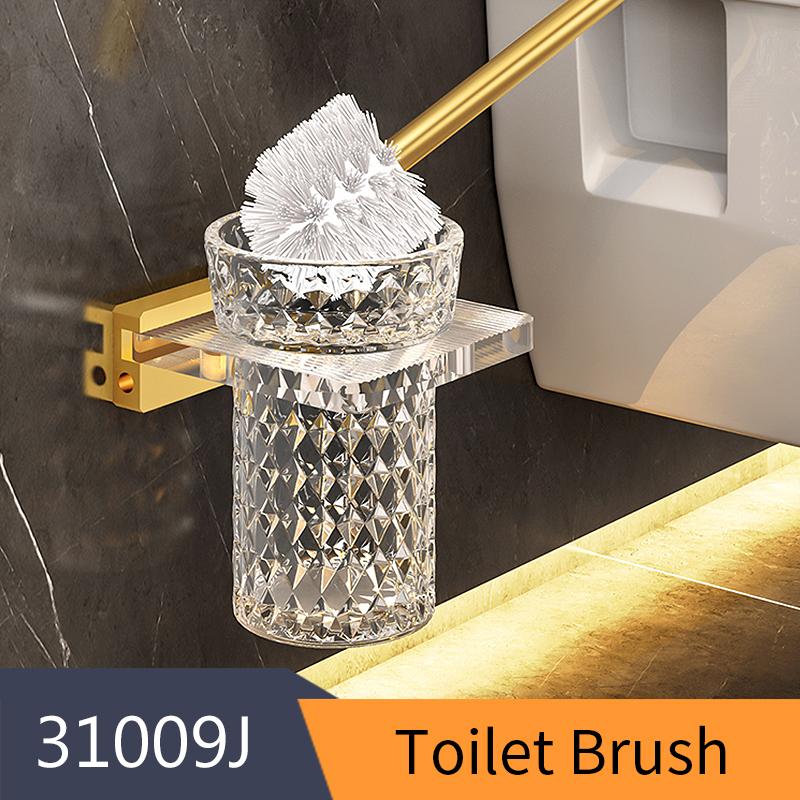 Bathroom Accessories Set Acrylic+Aluminum Alloy Towel Rack Shelf Bar Wall Mounted Toilet Paper Brush Holder Clothes Hook 31000