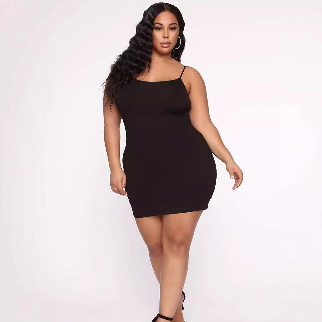 Women's Sexy Tube Top and Tight Plus Size Solid Color Short Casual Suspender Dress