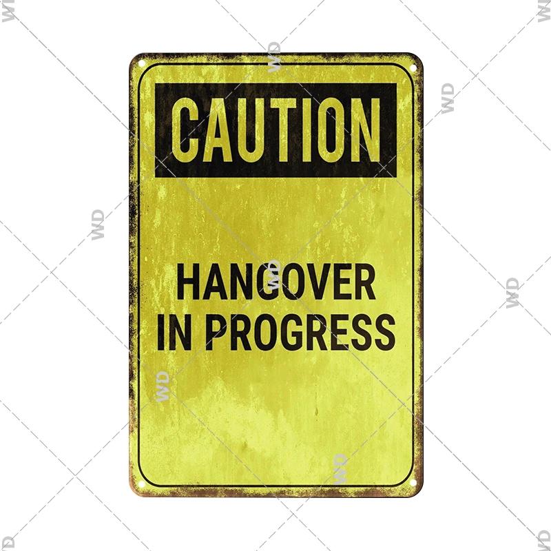 Caution Metal Tin Sign Vintage Metal Plaque Warning Slogan Retro Metal Posters Plate Signs Door Factory Home Wall Decor