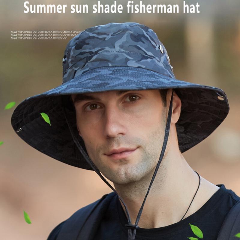 Men's Sun Cap Breathable Quick Dry Bucket Hats Sun Protection Anti-UV Fishing Camping Camouflage Fisherman Hat