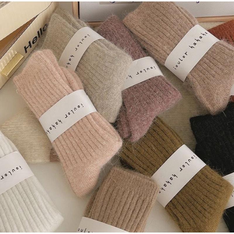 Winter Socks Women Cashmere Wool Thicken Warm Women Socks Sox Japanese Fashion Harajuku Solid Color Thermal Stockings For Women