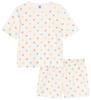 Petit Bateau Short Sleeve Pajamas A0D84 M Off-White/Multicolor
