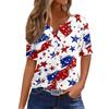 Women's T Shirt Independence Day Print Button Short Sleeve Daily Weekend Fashion Basic V- Neck Regular Top