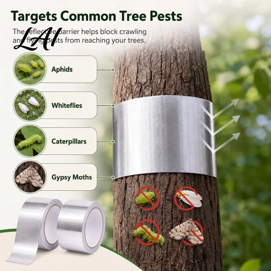 Safe Insect Shield for Shrubs Tree Barrier Tape Aluminum Foil Tape Fruit Trees Physical Caterpillar And Ant Repellent Block Wrap Protection Against