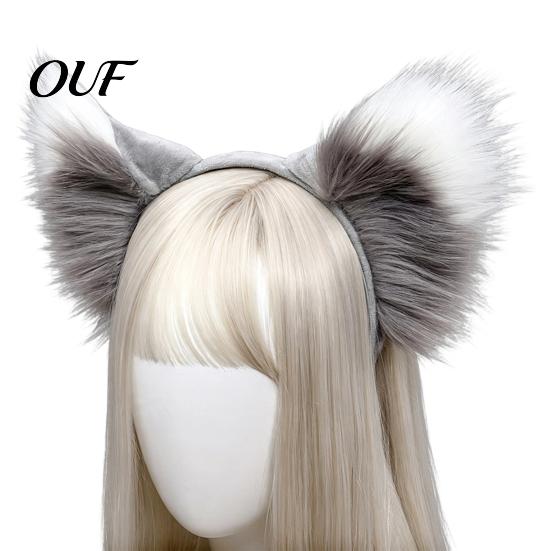 Wolf Ears for Costume Fluffy Fox Headband Party, 3D Plush Ear Party Dress Up Accessories Hair Accessories, Decorative Hairband Women Girls Cosplay