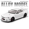 1:24 RX7 GTR-R34 Игрушечные Машинки Сплав Литье под Давлением Миниатюрные Модели Подвеска Четырех Колес Открывающиеся Двери Транспортные Средства Модные Украшения