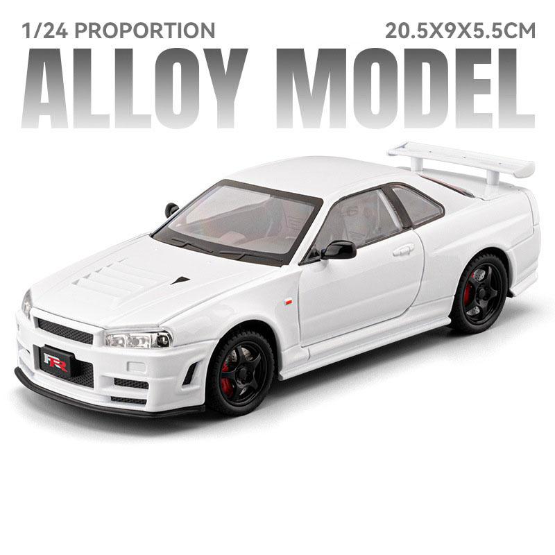 1:24 RX7 GTR-R34 Игрушечные Машинки Сплав Литье под Давлением Миниатюрные Модели Подвеска Четырех Колес Открывающиеся Двери Транспортные Средства Модные Украшения