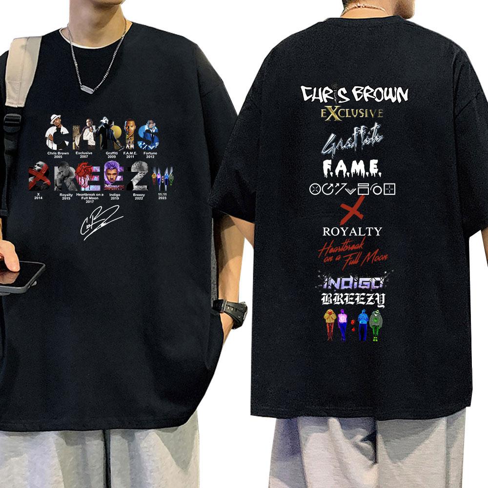 Rapper Chris Brown Breezy T-shirt 11:11 Tour 2024 T-Shirts Unisex Harajuku O-Neck Short Sleeve T Shirts Fans Gift Streetwear