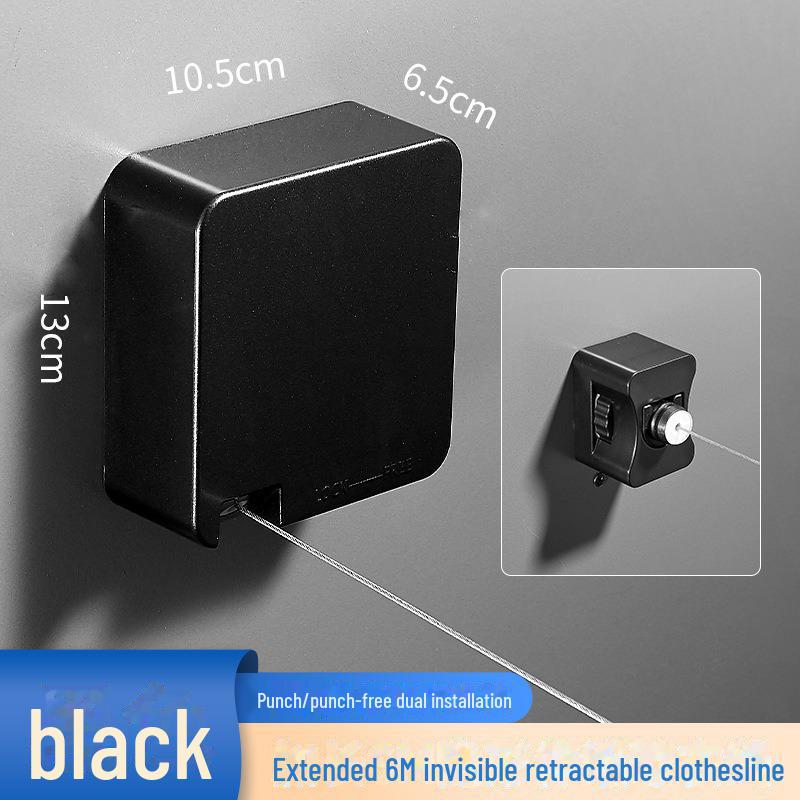 Выдвижная невидимая бельевая веревка, для использования в помещении/на улице, 6 м, установка без гвоздей