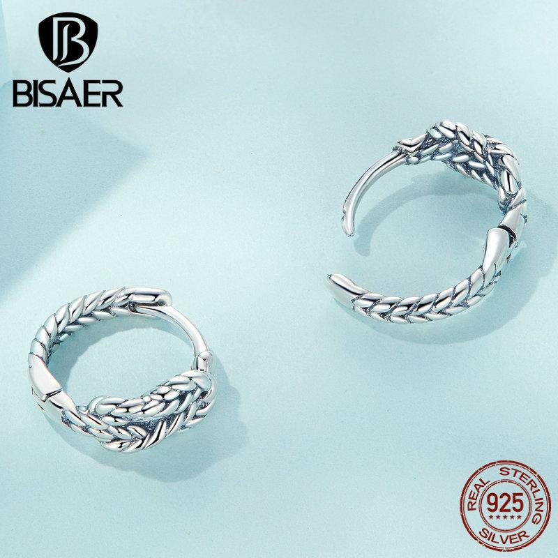 Bisaer Серьги-клипсы из стерлингового серебра 925 пробы с простым узлом для женщин, подарок на день рождения, изысканные ювелирные изделия