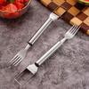 Watermelon Cutter Fruit Fork Melon Mango Cube Cutter Stainless Steel Dual-Headed Watermelon Fork Cutting Tool for Slicing