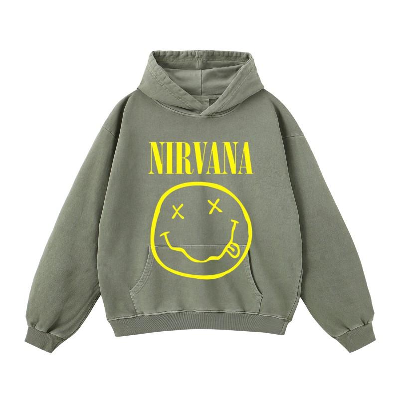 Oversized Rock Band Graphic Hoodie Unisex Washed Cotton Sweatshirt Loose Fit Streetwear