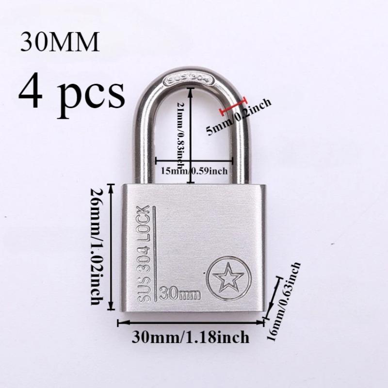 2/4 Pcs Padlock 304 Stainless Steel, Universal Key Lock, Home Cabinet Locker Outdoor Anti-theft Anti-skid Waterproof, Hardware