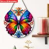 2D Flat 20*20cm1pc Vintage Style Butterfly with Rainbow Wings Design Hanging Wooden Art Decorative Plates, Decorative Signage Applicable To Bedroom