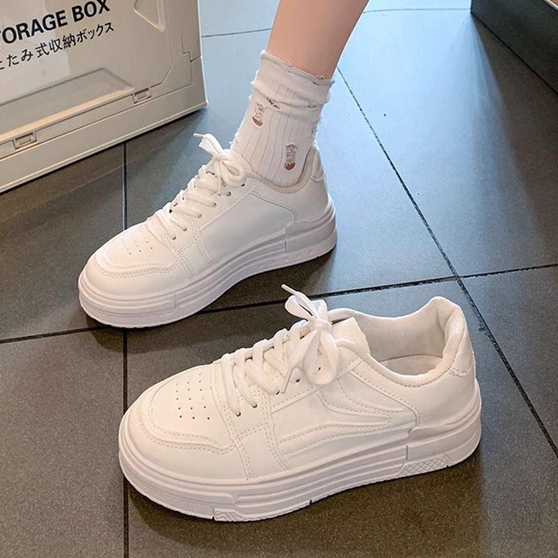 Кроссовки для сноуборда Milk Huhu женские летние 2024 года, новые универсальные маленькие белые туфли с круглым носком, на шнуровке, простые повседневные взрывные спортивные туфли