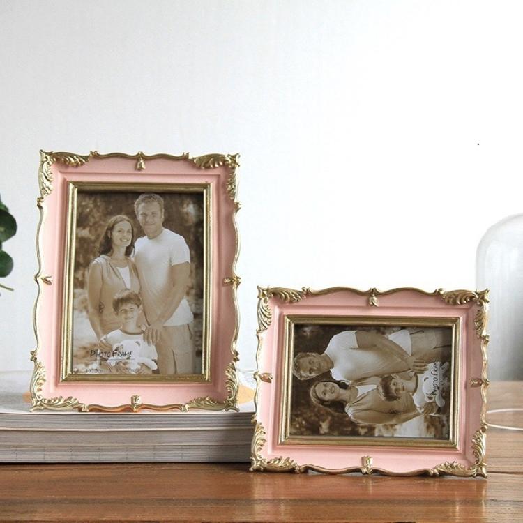 Antique Resin Art Golden Trim Photo Frame With Intricate Carved Pattern Tabletop Decors Picture Frame For Home Aesthetic