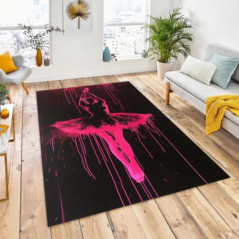 Ковер для спальни Ковер для прихожей Мягкий ковер Нескользящий ковер Ковер для детской комнаты Ковер для комнаты девочки-подростка Коврики с балериной и кроликом Ковер для прихожей Розовый ковер