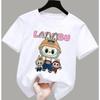 Новая детская футболка Labubu Шахтер LABUBU Уродливый и милый узор Для девочки Круглый вырез Короткий рукав Повседневная Универсальная одежда