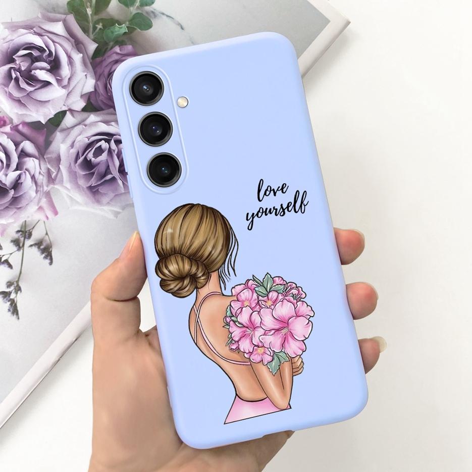 Чехол для Samsung Galaxy A55 Красивый мультяшный дизайн Девочки Подсолнух Мягкий ТПУ Чехол для телефона Для Samsung A15 A25 A35 A55 5G Fundas Coque