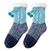 Knitted Thick Thermal Socks Patchwork Fleece Socks Women Fashion Plush Floor Socks  Winter