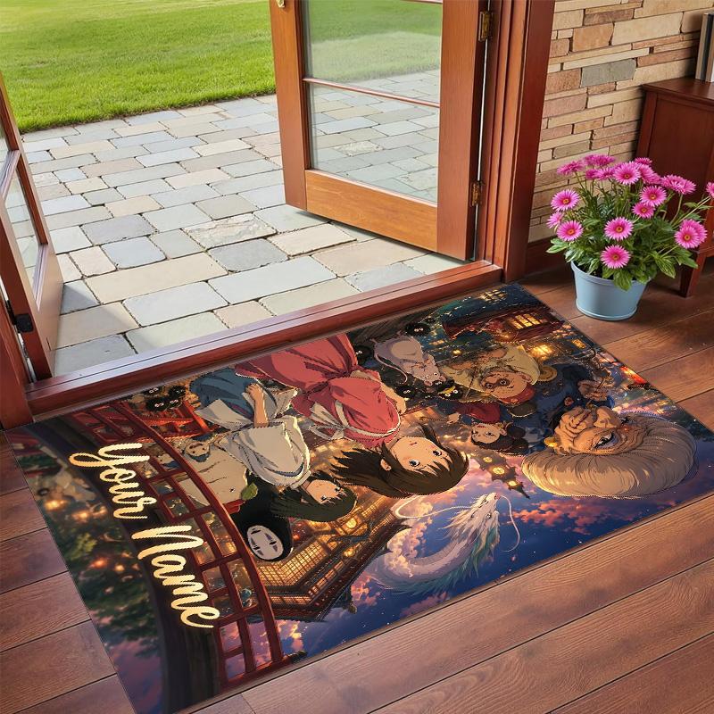 Crystal Velvet Rug Custom Name Text, Soft Non Slip Floor Mat Home DecorSpirited Away
