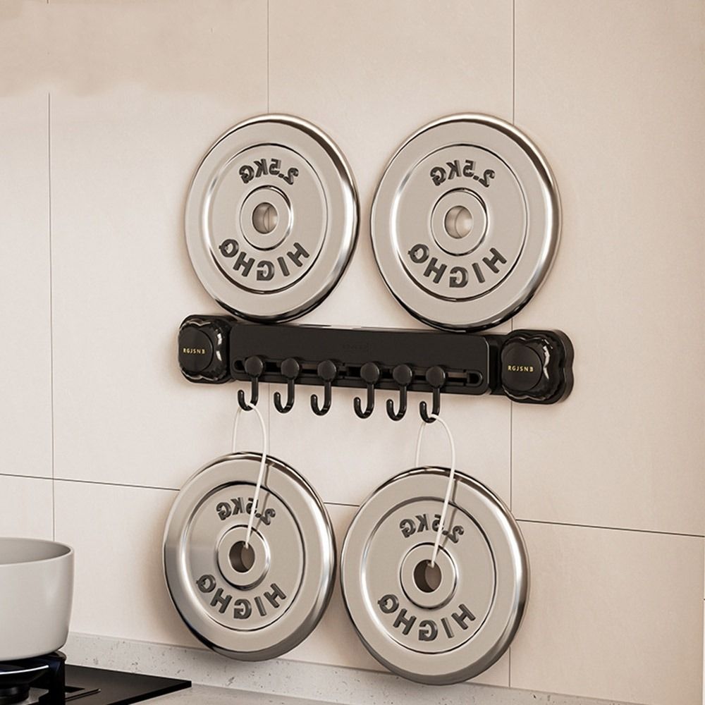 Wall Mounted Kitchen Storage Rack Punch Free Space Saving Suction Cup Cutter Stand Waterproof with 6 Hooks Cutlery Storage Rack