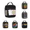 Black Background Insulated Lunch Tote Bag for Women Men Kids High Quality and Large Capacity Cooler Food Box for School Work