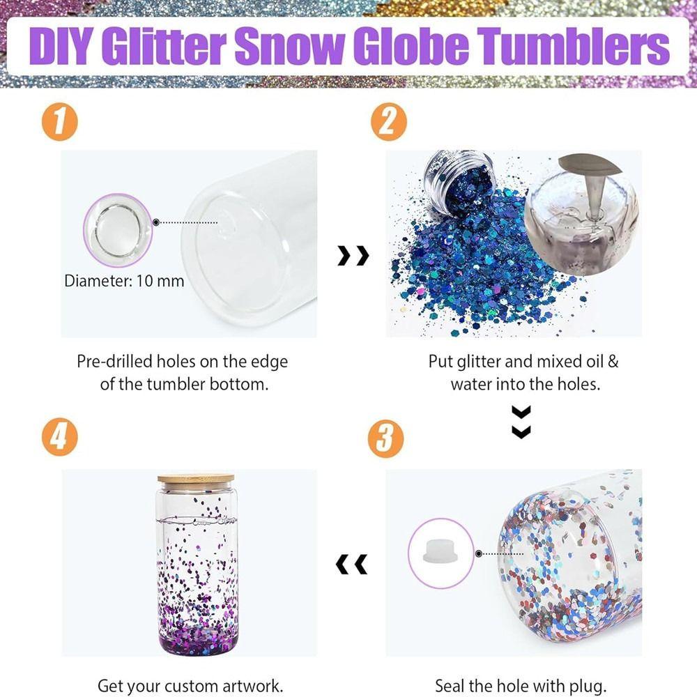 Bamboo Lids Mason Jar Cups 16oz(450ml) Capacity Break-Resistant Drinking Tumbler Double Layers Snow Globe Tumbler Wedding Party