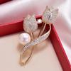 Advanced Luxury 2025 New Tulip Flower Brooch Elegant Design Sense Rose White Stone Jewelry