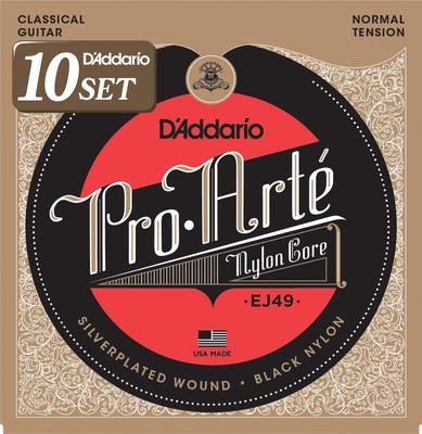 Классическая гитара ProArte Струны D'Addario, Серебристый/Черный, Нормальные, EJ49, 10 шт.