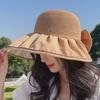 Summer Sunscreen Hat Female Face Cover Bow Hollow Bucket Hat Versatile Face Small Outdoor Sun Basin Hat