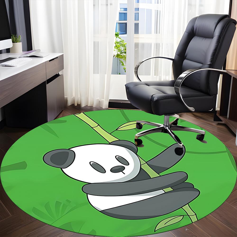 1pc Panda Bamboo Office Round Area Rug, Mat Suitable ForOffice, Under Office Chairs Bedroom Living Room Home Decor, Room Deco