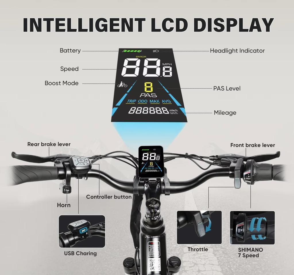 SAMEBIKE New model  RS-A01 Pro-T 36V15AH Removable Battery Electric Bike 26-Inch Tire Commuting Electric Bicycle daily commute.