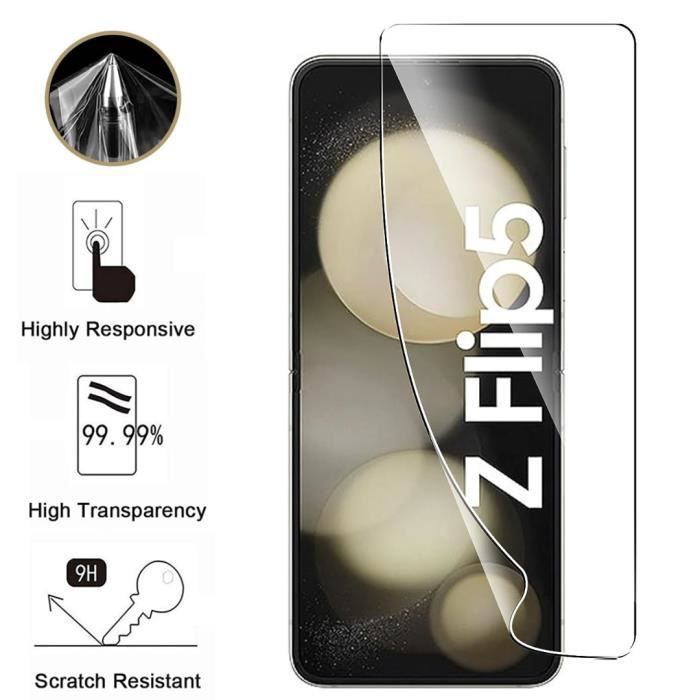 Protection Ecran et Protection Caméra pour Samsung Galaxy Z FLIP 5 [Pack 2] Protecteur Resistant Anti Rayure Ultra Mince Phonillico®