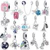 New World Globe Airplane Suitcas Camera Charm Beads Travel Fit Original  925 Sterling Silver Bracelet DIY Jewelry Gift