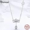 BAMOER Элегантные ожерелья с подвеской в ​​виде цветка лотоса из 100% стерлингового серебра 925 пробы