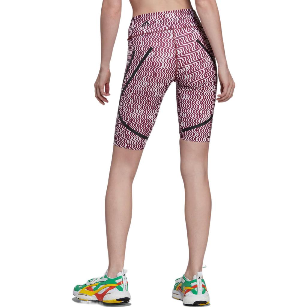 Adidas Wave Stripe Logo Print Sports Fitness Shorts Women Shorts Red HI6044