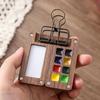 8/15 Grid Portable Sketchbook Palette, Mini Walnut Wood Color Palette Box Travel Watercolor Case For Drawing(Without Colors)